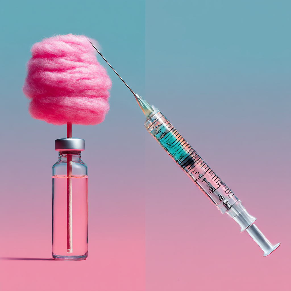 Sculptra vial and syringe illustrating PLLA microsphere delivery beneath the skin
