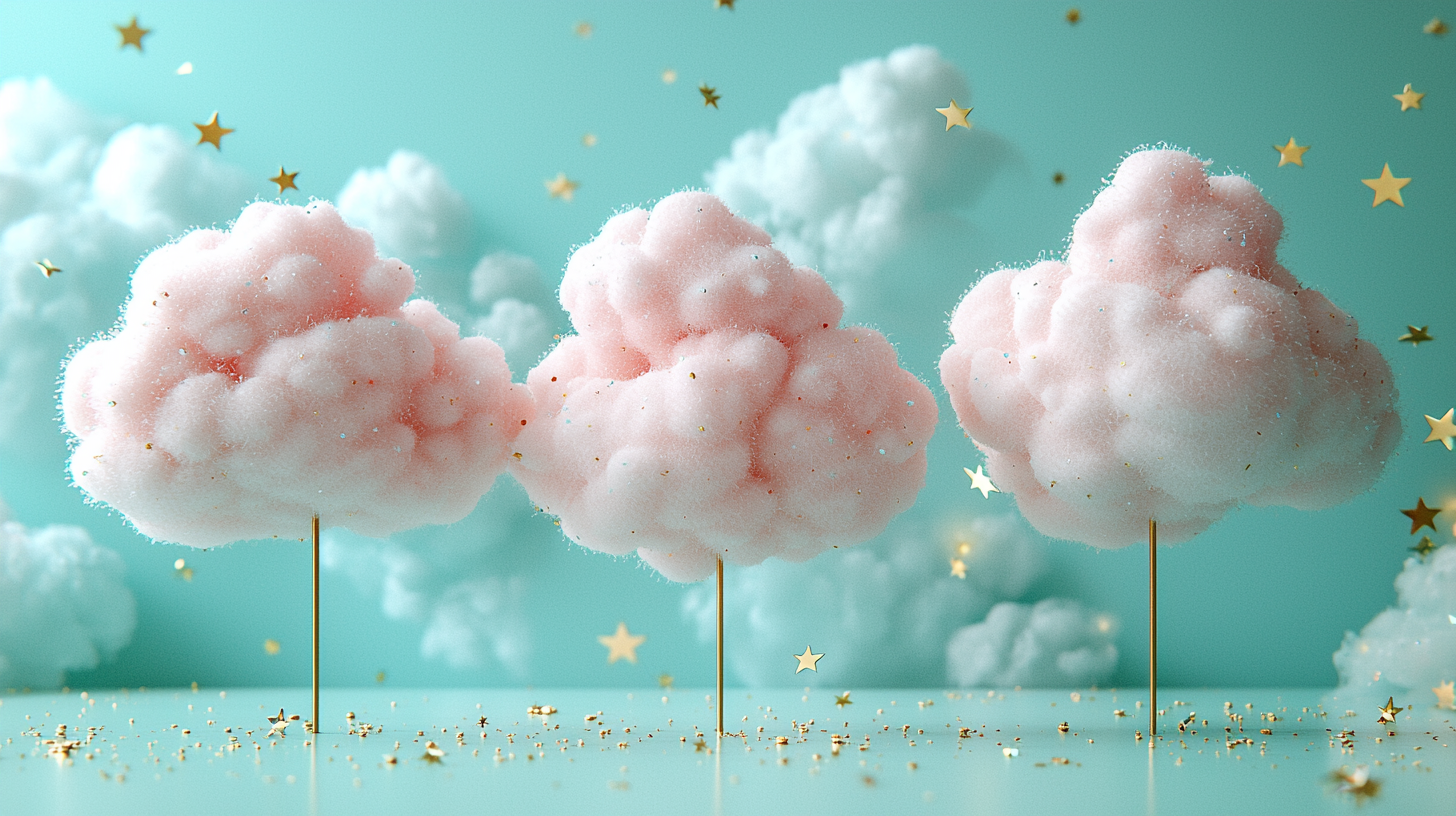 Three soft clouds fading, representing PLLA dissolving while natural collagen remains